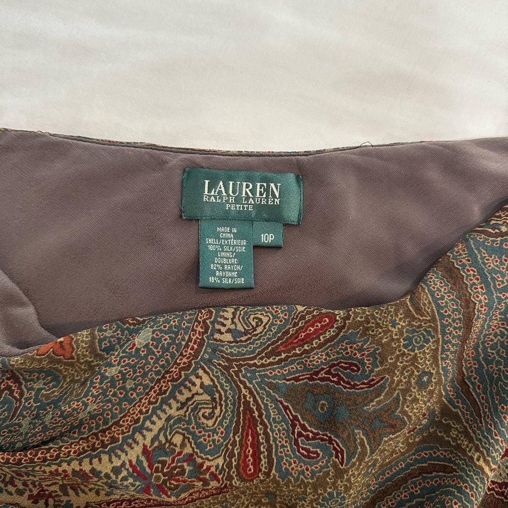 Vintage Ralph Lauren gorgeous paisley silk and crushed brown velvet maxi skirt - Picture 6 of 6